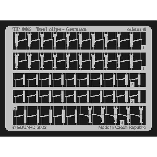 Eduard TP005 1:35 Etched Detailing Set Tool Clips - German for attaching spades