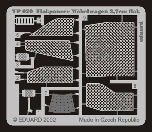 Eduard TP020 1:35 Etched Detailing Set for Tamiya Kits Flakpanzer Mobelwagen 3,7