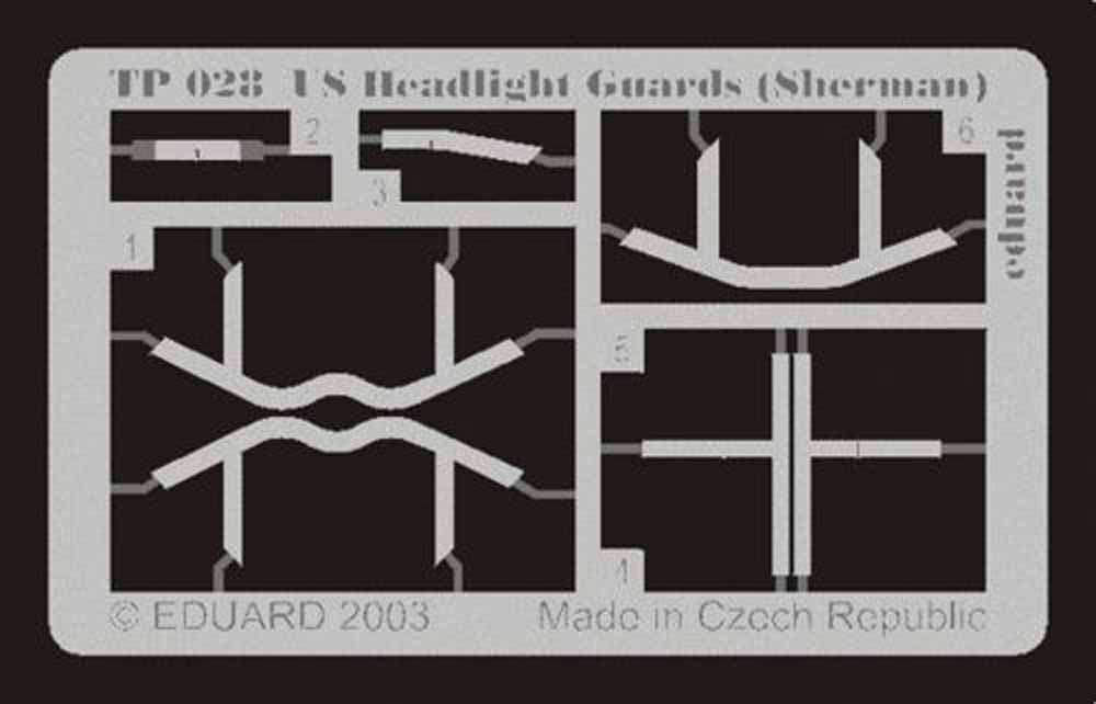 Eduard TP028 1:35 Etched Detailing Set U.S. Headlight Guards for M4 Sherman