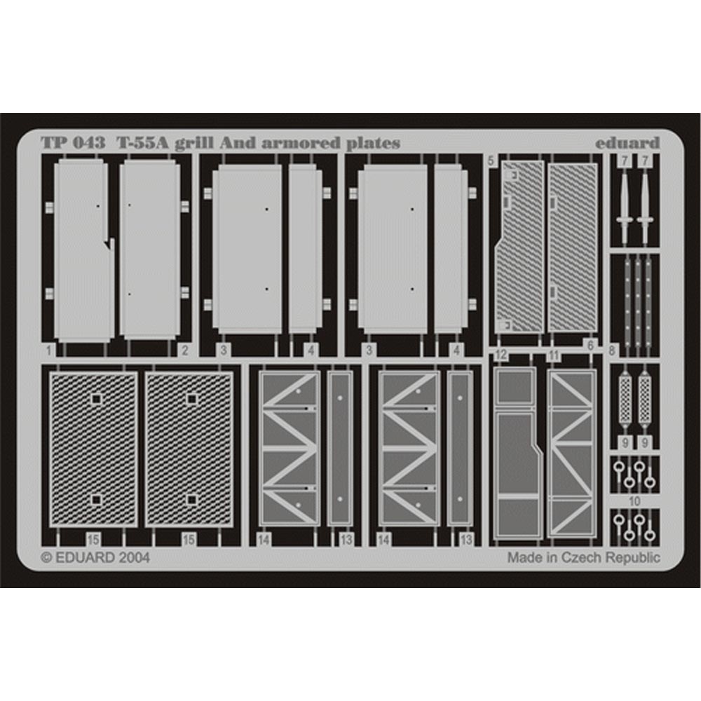 Eduard TP043 1:35 Etched Detailing Set for Tamiya Kits Soviet T-55A grilles and