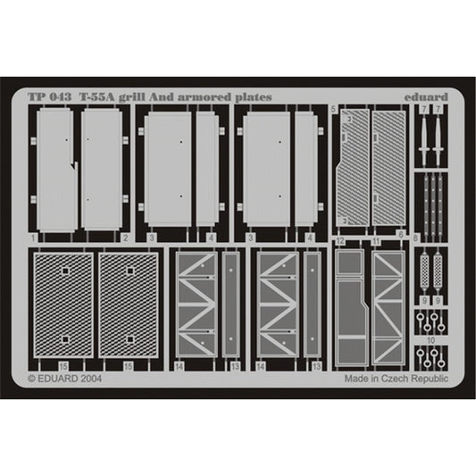 Eduard TP043 1:35 Etched Detailing Set for Tamiya Kits Soviet T-55A grilles and