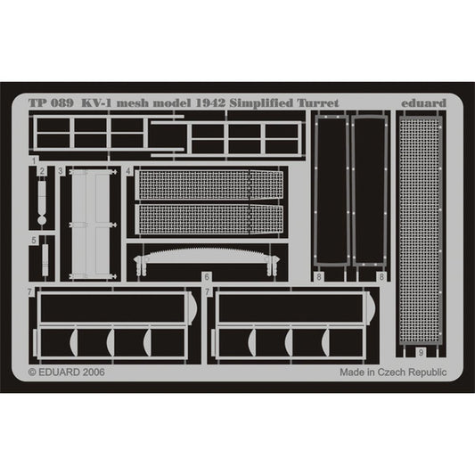 Eduard TP089 1:35 Etched Detailing Set for Trumpeter Kits Soviet KV-1 mesh Simpl