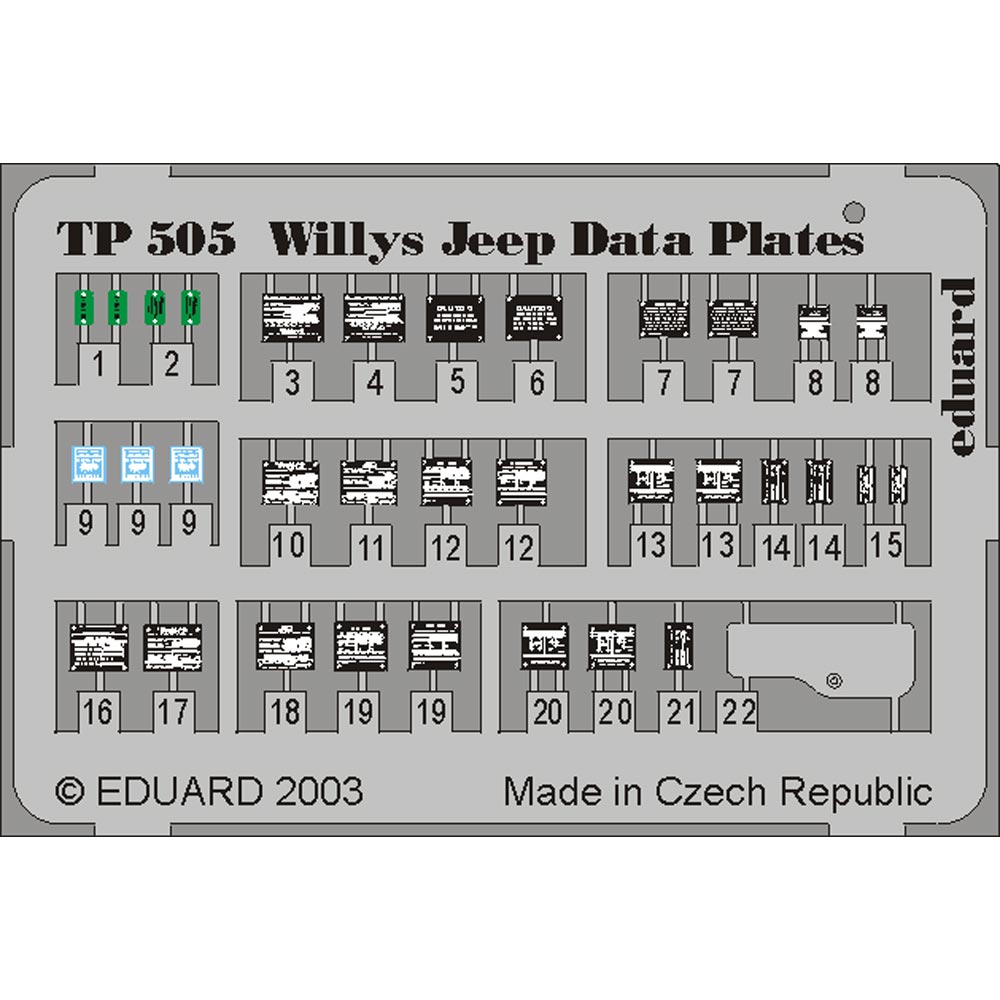 Eduard TP505 1:35 Etched Detailing Set for Italeri and Tamiya Kits Willys Jeep d
