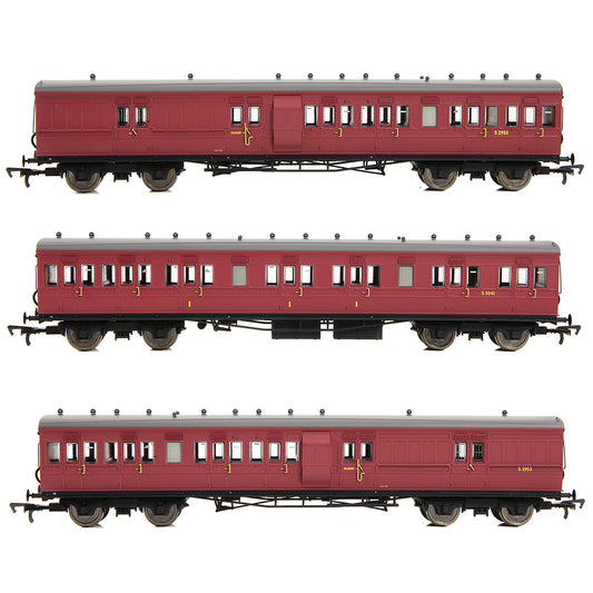 EFE Rail E86014 LSWR Cross Country 3-Coach Pack BR Crimson OO