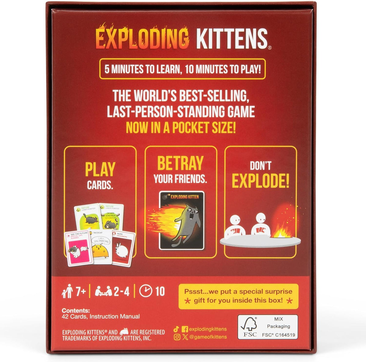 Exploding Kittens - Grab & Game Card Game Age 7+ 2-4 Players