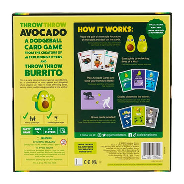 Throw Throw Avocado - A Dodgeball Card Game - Age 7+ - 2-6 Players - 15min