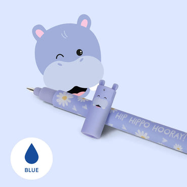 Legami Erasable Pen - Hippo - 0.7 mm - Blue Ink