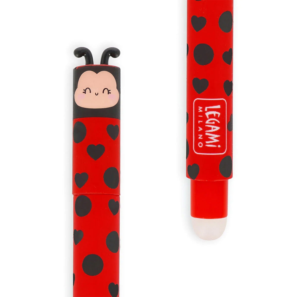 Legami "Get Lucky" Ladybug/Ladybird Erasable Gel Pen - Red Ink