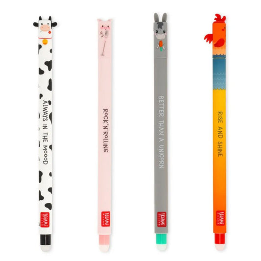 Legami Erasable Gel Pens: Lovely Farm - Pack of 4