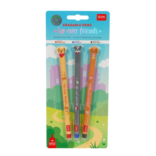 Legami Fur-Ever Friends Erasable Gel Pens Limited Edition Set of 3