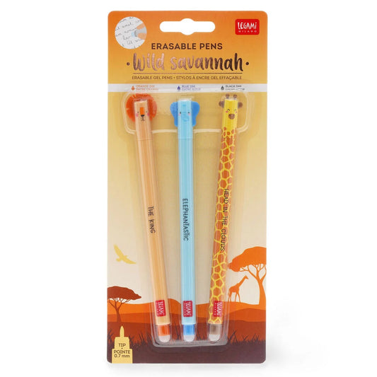 Legami Wild Savannah Set of 3 Erasable Gel Pens