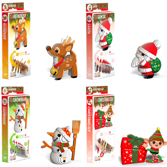 EUGY Christmas 3D Models - Full Set - Reindeer, Santa, Snowman & Elf