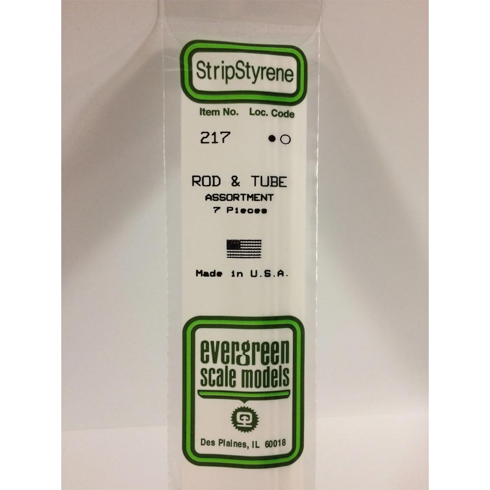 Evergreen 217 - 0.025"-0.188" Assorted Polystyrene 14"/35cm Rod & Tubes 7pcs