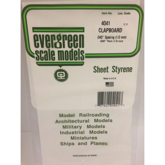 Evergreen 4041 - 0.040" Polystyrene Clapboard Siding Sheet 6" x 12"