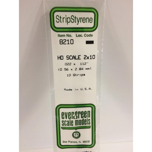 Evergreen 8210 - 0.022" x 0.112" Polystyrene HO-Scale Strips 14"/35cm 10pcs