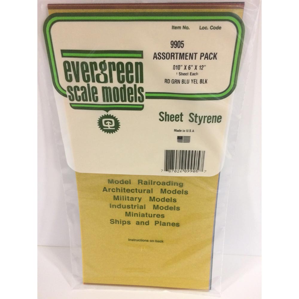 Evergreen 9905 Polystyrene 0.01" Transparent Sheets Combo x5 6" x 12"