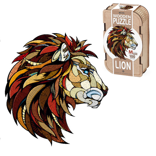 Eco Wood Art - Lion Wooden Puzzle 100pcs - Medium Wooden Box