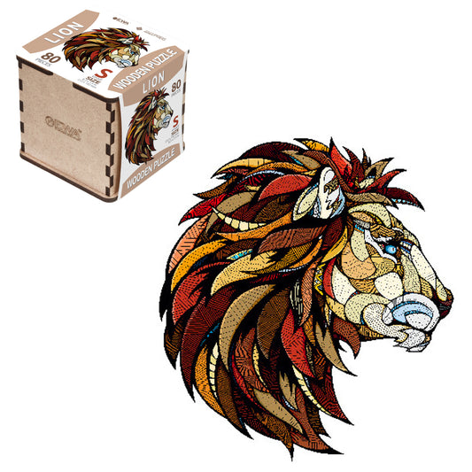 Eco Wood Art - Lion Wooden Puzzle 80pcs - Small Wooden Box