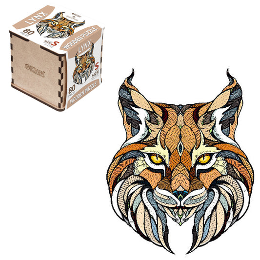 Eco Wood Art - Lynx Wooden Puzzle 80pcs - Small Wooden Box