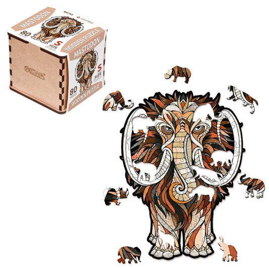 Eco Wood Art - Mastodon Wooden Puzzle 80pcs - Small Wooden Box