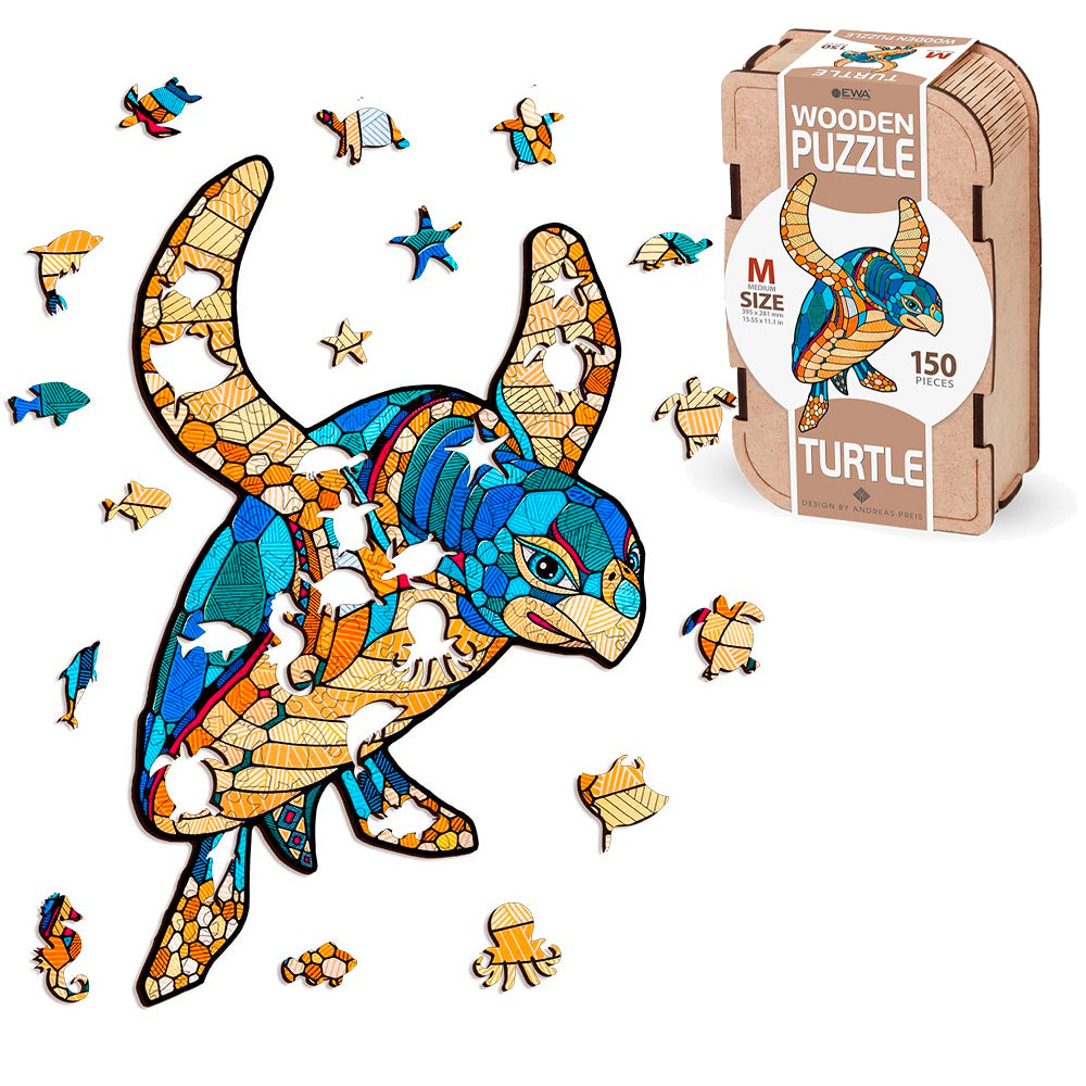 Eco Wood Art - Turtle Wooden Puzzle 150pcs - Medium Wooden Box