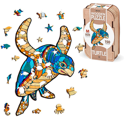 Eco Wood Art - Turtle Wooden Puzzle 150pcs - Medium Wooden Box