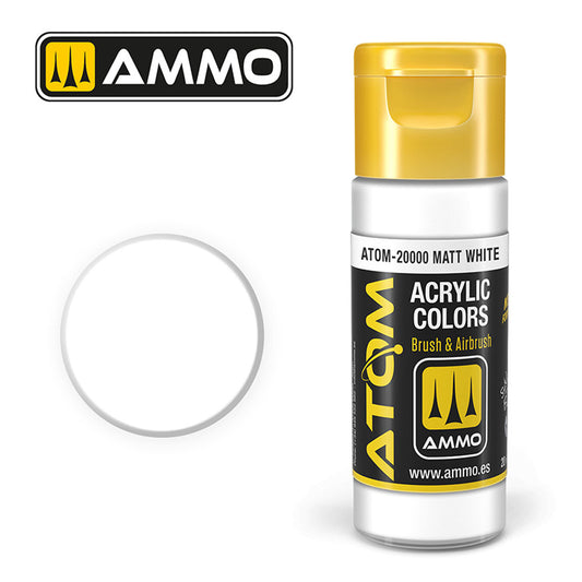 ATOM COLOR Matt White 20ml Model Paint Ammo by Mig 20000