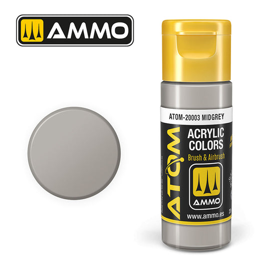 ATOM COLOR Midgrey 20ml Model Paint Ammo by Mig 20003