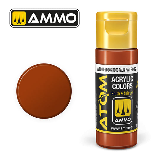 ATOM COLOR Rotbraun RAL 8012 20ml Model Paint Ammo by Mig 20046