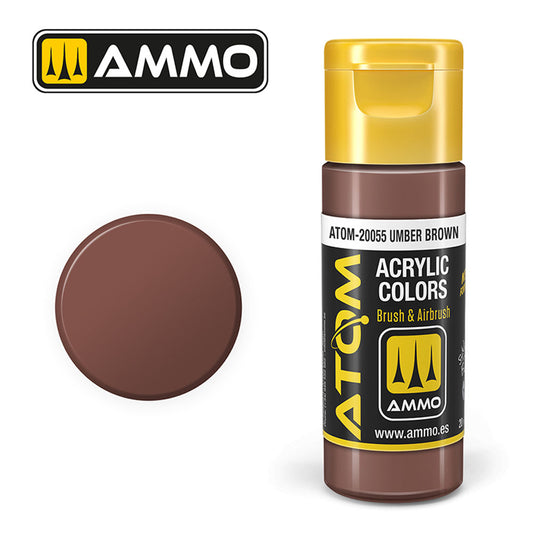 ATOM COLOR Umber Brown 20ml Model Paint Ammo by Mig 20055