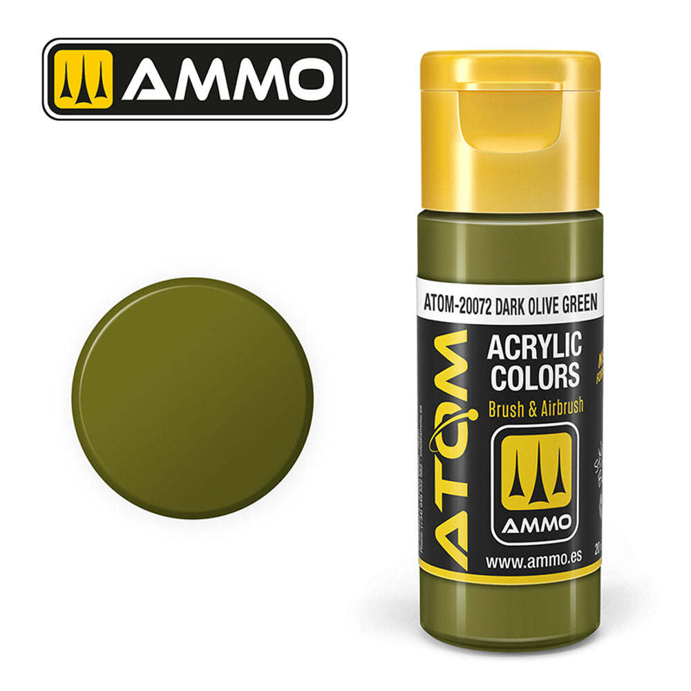 ATOM COLOR Dark Olive Green 20ml Model Paint Ammo by Mig 20072