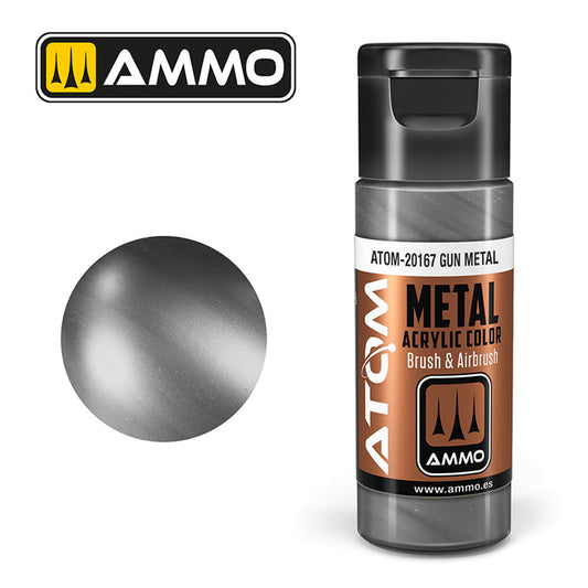 ATOM METALLIC Gun Metal 20ml Model Paint Ammo by Mig 20167