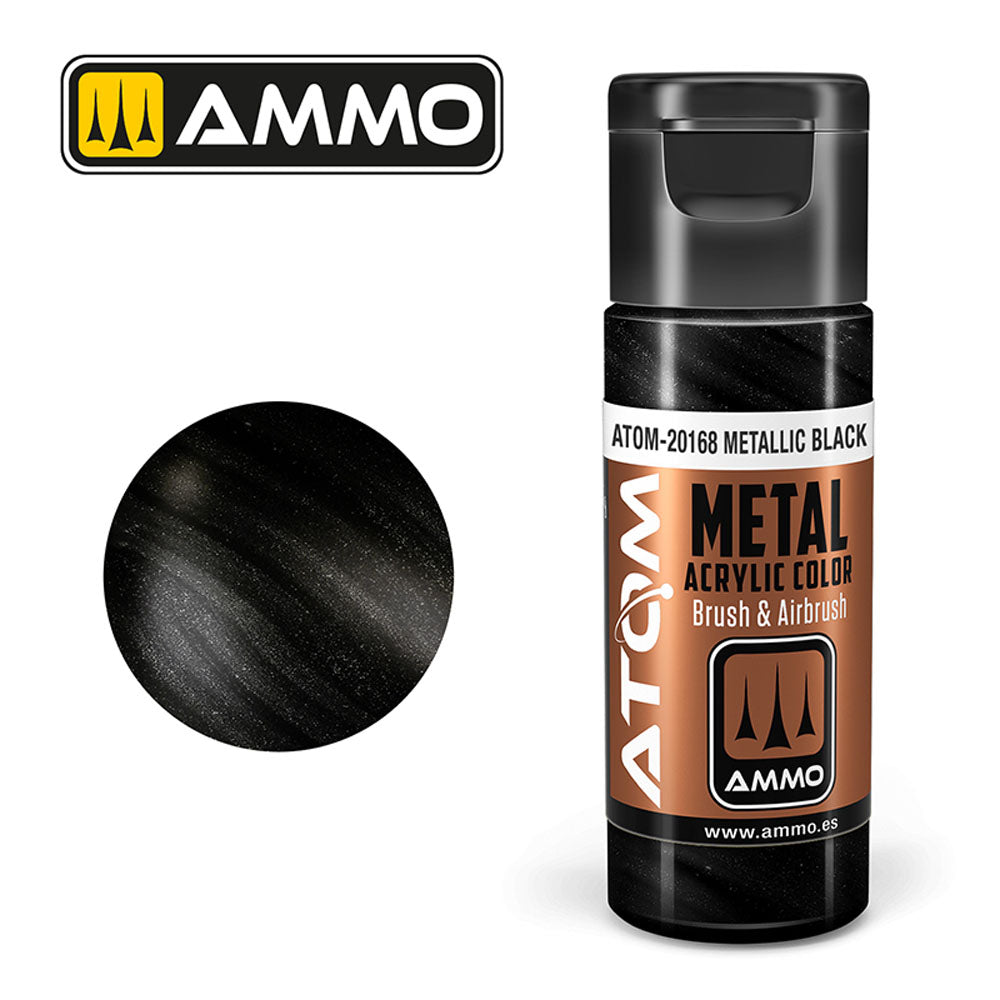 ATOM METALLIC Black 20ml Model Paint Ammo by Mig 20168