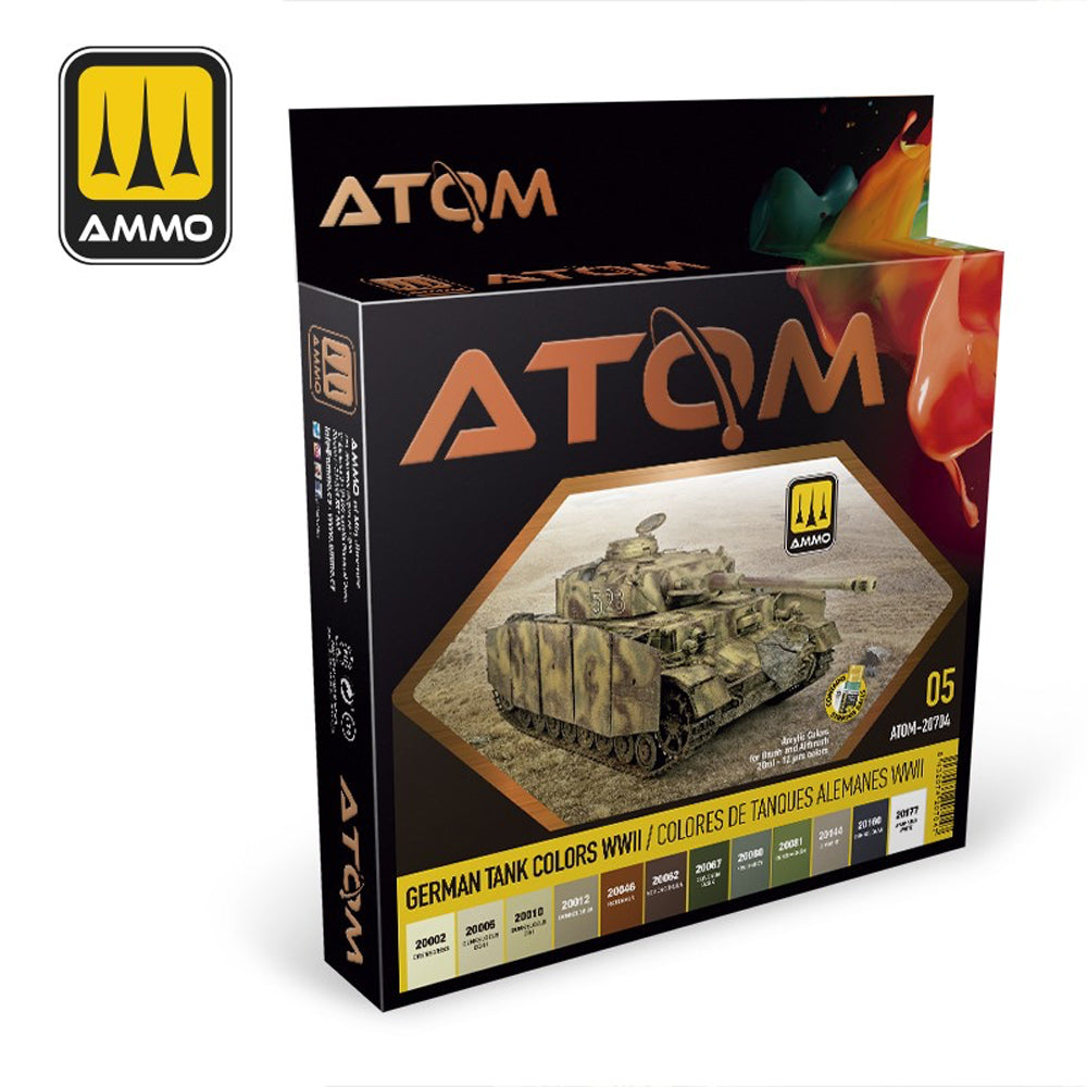 ATOM German Tank Colours WWII Acrylic Paint Set Ammo by Mig 20704