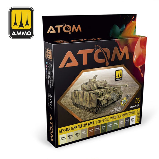 ATOM German Tank Colours WWII Acrylic Paint Set Ammo by Mig 20704