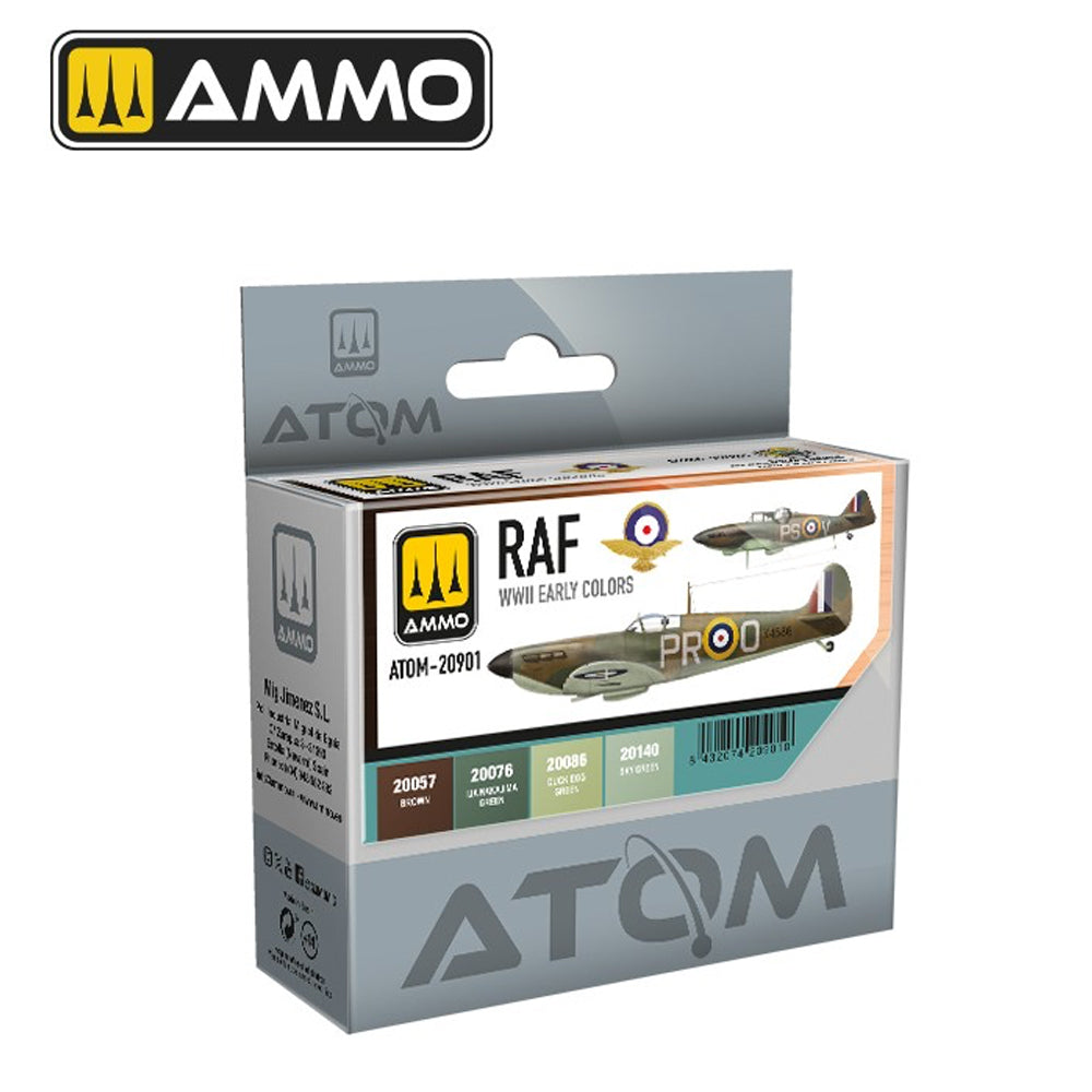 ATOM RAF WWII Early Colours Acrylic Paint Set Ammo by Mig 20901