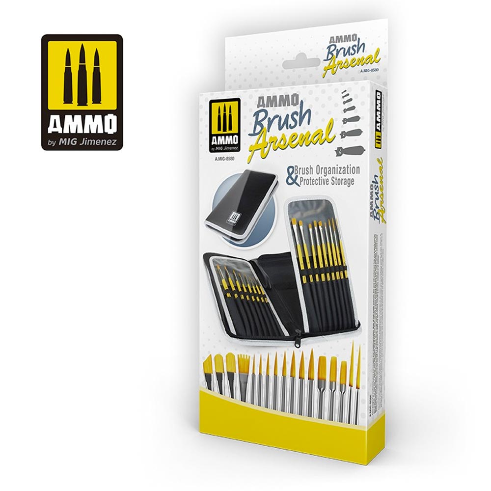 Ammo by MIG Ammo Brush Arsenal 17x Brushes in Case