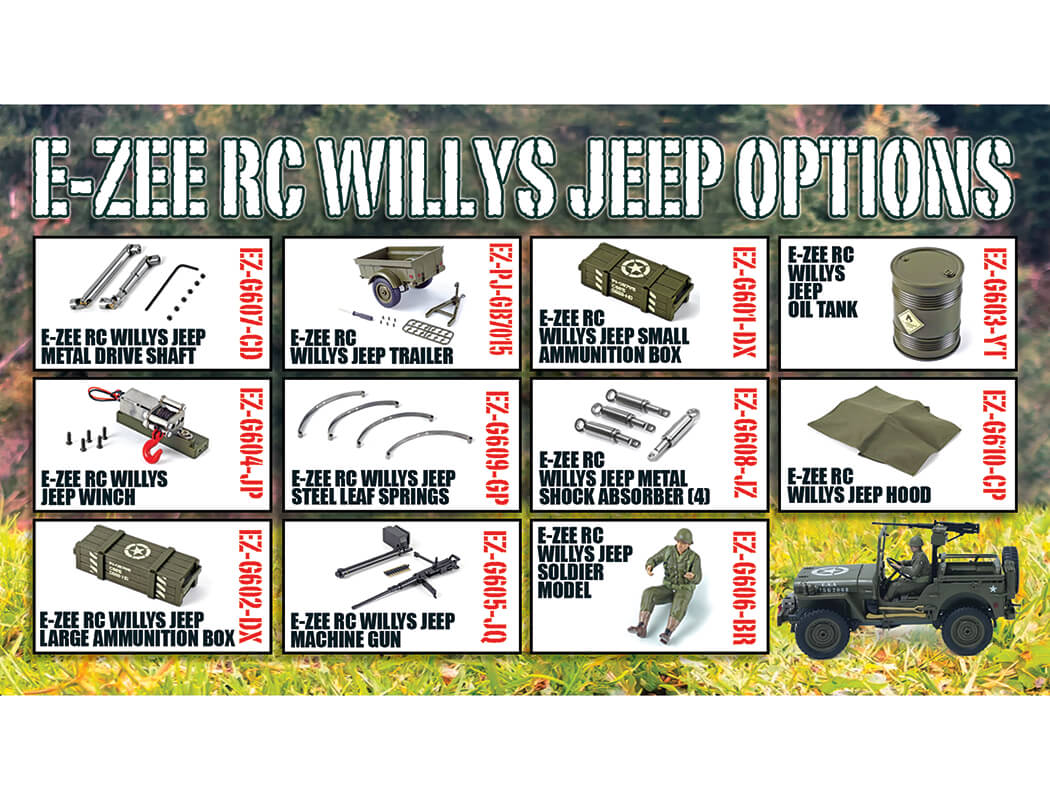 E-ZEE RC 4WD RC Willys Jeep w/LED Lights 1:10 EZ-G2068
