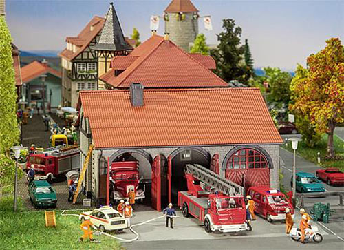 FALLER Fire Brigade Engine House Model Kit II HO Gauge 130162