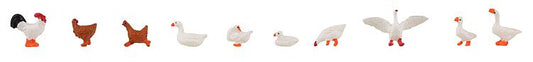 Faller Chickens/Ducks/Geese (10) Figure Set FA151909 HO Scale