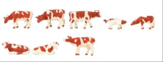 Faller Brown & White Cows (8) Figure Set FA155902 HO Gauge