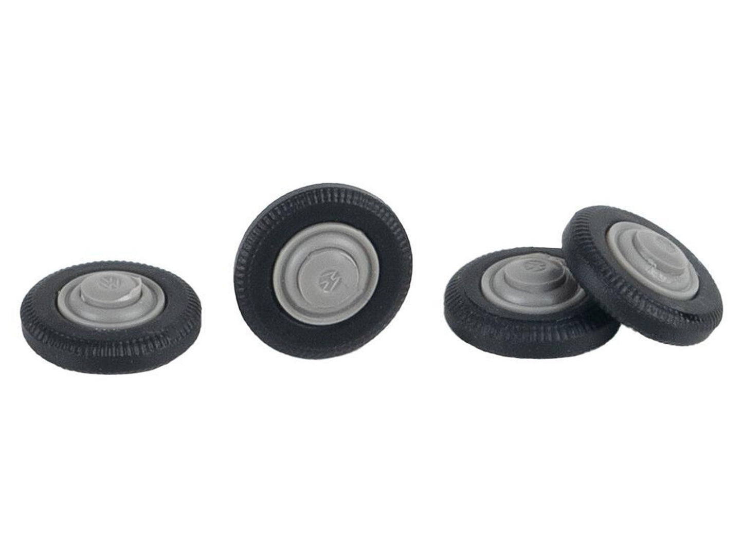Faller FA163120 Car System Tyres & Rims (4) VW Beetle Grey HO Gauge