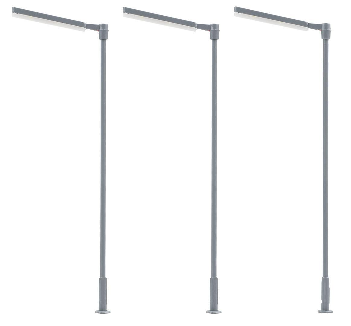 Faller LED Straight Arm Street Light Cool White 95mm (3) FA180121 HO Gauge
