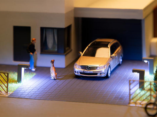 Faller LED Path Light Grey Fitting Warm White (3) HO Gauge FA180136