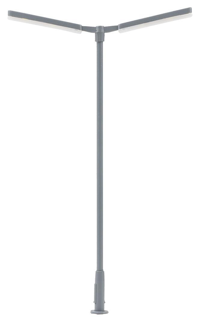 Faller LED Straight Dbl Arm Street Light Cool White 95mm FA180222 HO Gauge