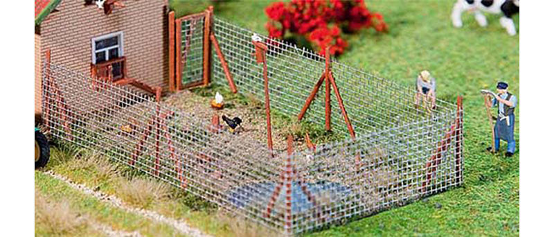 FALLER Wire Mesh Fence w/ Wooden Poles Model Kit 340mm III HO Gauge 180414
