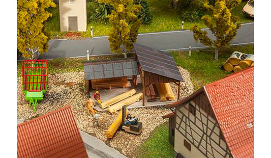 FALLER Timber Storage Sheds Model Kit (2) I HO Gauge 180498