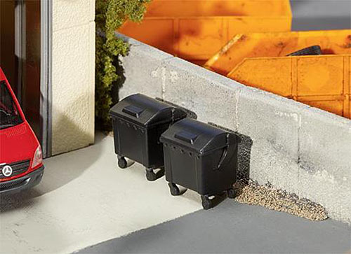 FALLER Black Dumpsters (2) Model Kit IV HO Gauge 180933