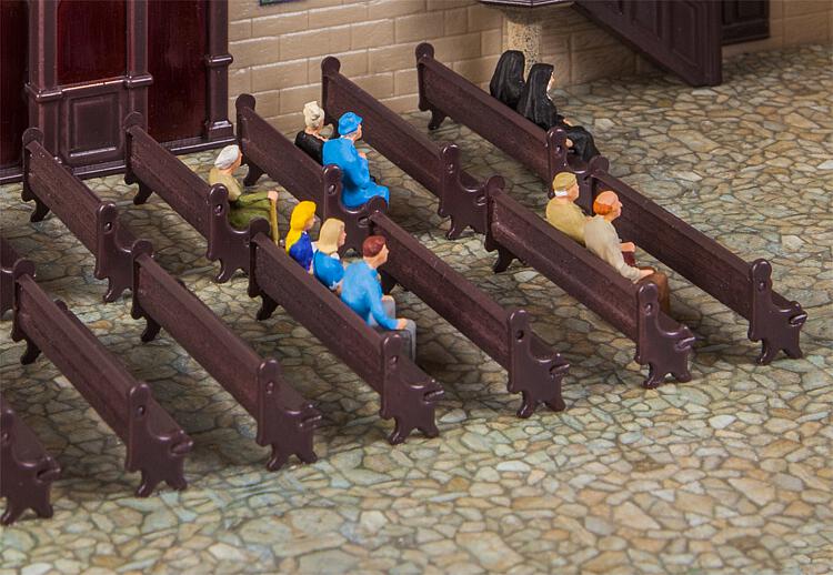 Faller Church Pews (7) Kit FA180989 HO Scale