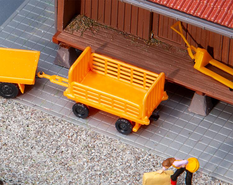 Faller Baggage Trolleys Orange (2) Kit III FA180991 HO Gauge